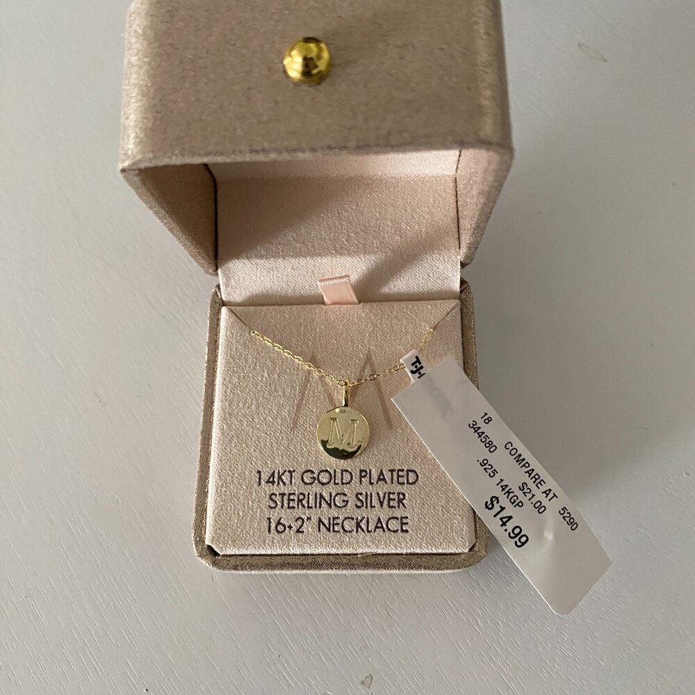 14K Gold Plated Letter M Necklace